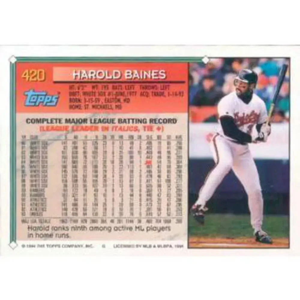 1994 Topps Harold Baines # 420 Baltimore Orioles